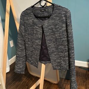 Theory Ualana Textured Tweed Open Front Blazer.